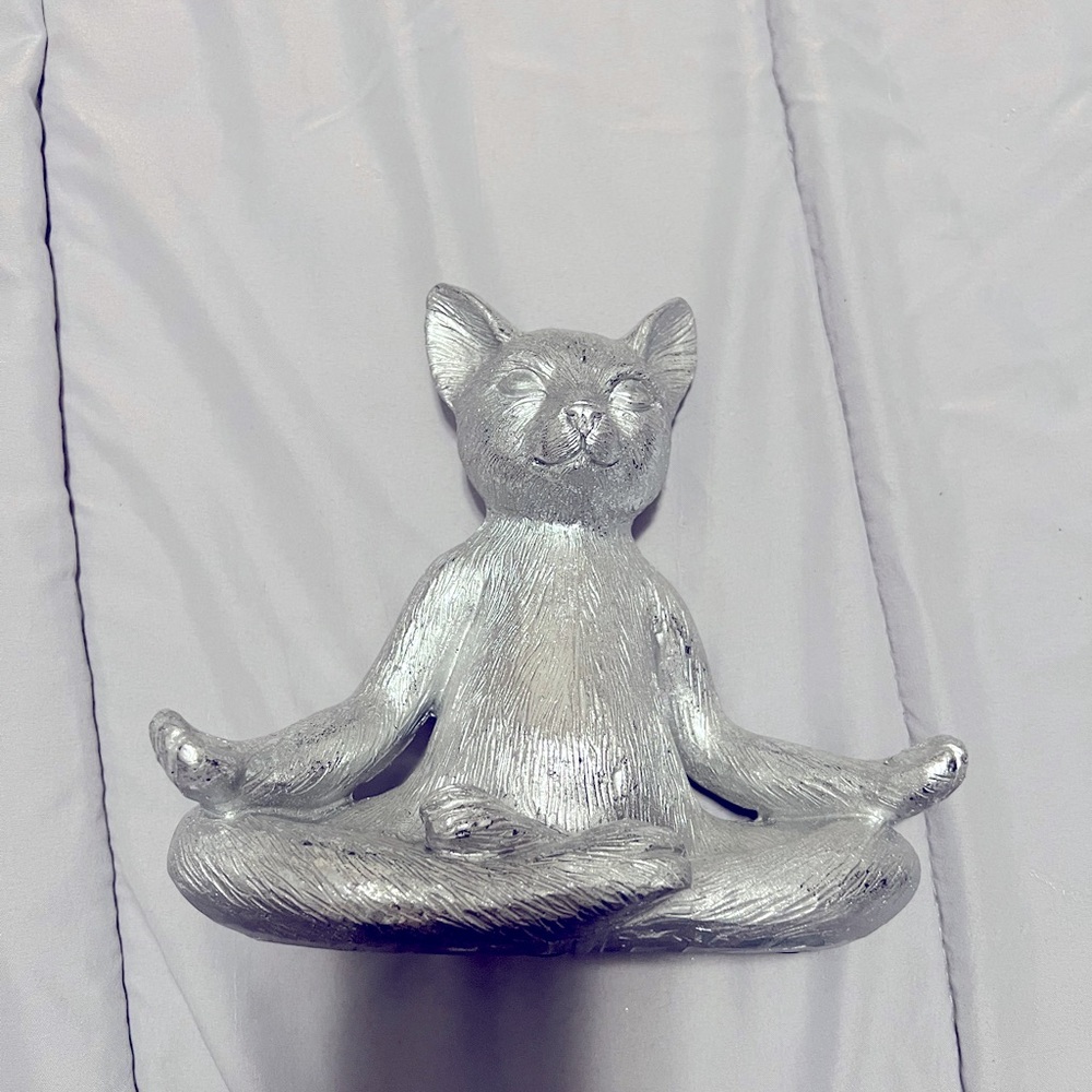 Silver cat statue